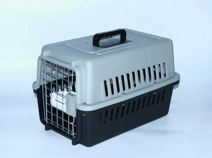 YES4PETS Small Dog Cat Crate Pet Airline Carrier Cage With Bowl and Tray-Black - Image 2