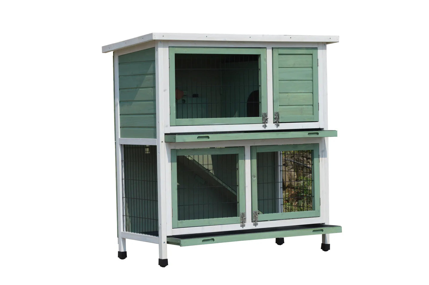 YES4PETS Green Large Double Storey Rabbit Hutch Guinea Pig Ferret Cage - Image 2