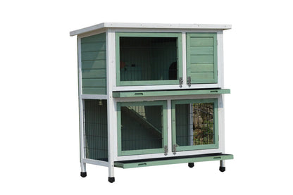 YES4PETS Green Large Double Storey Rabbit Hutch Guinea Pig Ferret Cage - Image 2