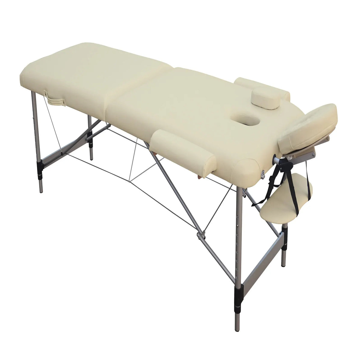 YES4HOMES 2 Fold 6cm Thickness Foam Portable Aluminium Massage Table Massage Bed Beauty Therapy Beige - Image 3