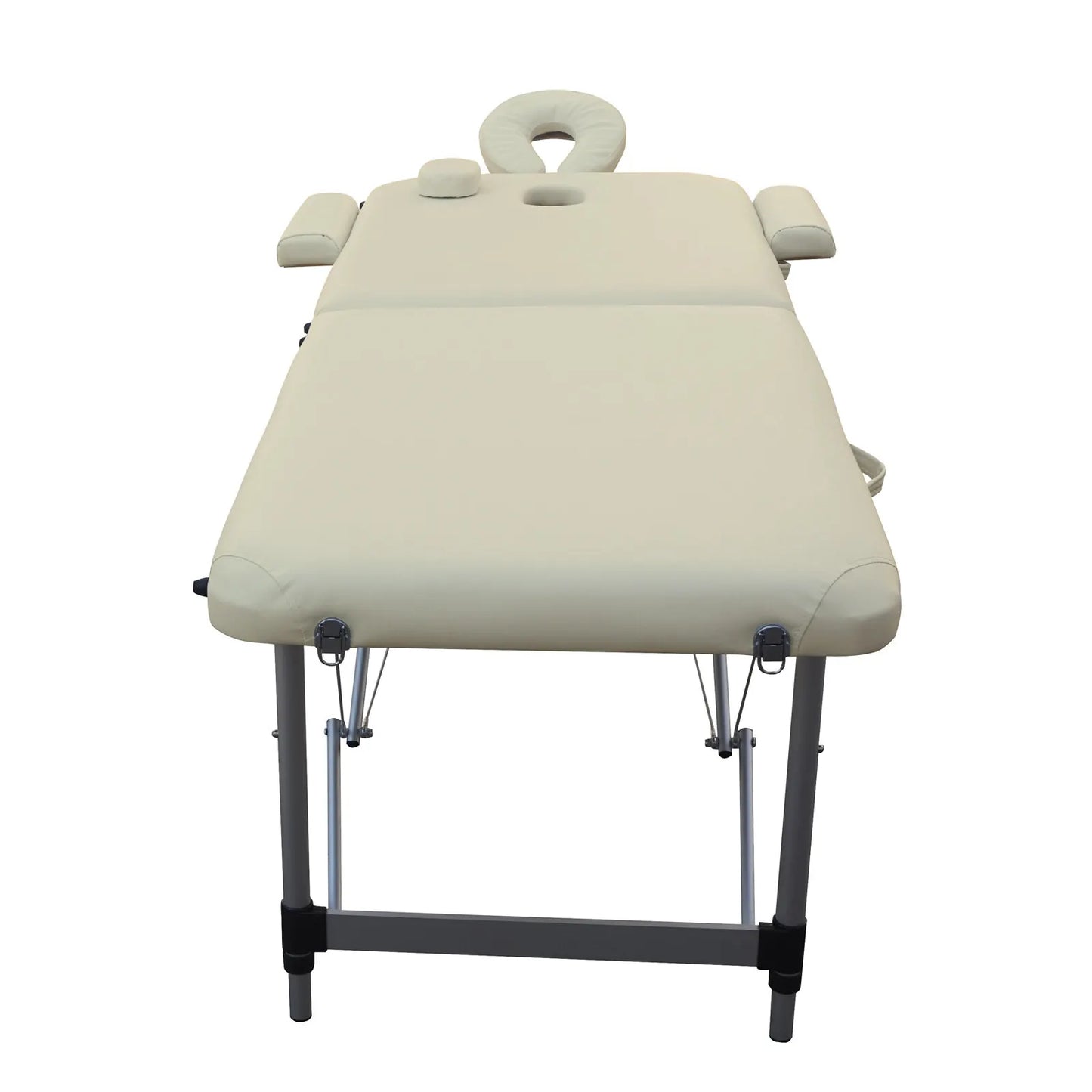 YES4HOMES 2 Fold 6cm Thickness Foam Portable Aluminium Massage Table Massage Bed Beauty Therapy Beige - Image 4