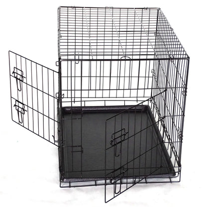 42' Portable Foldable Dog Cat Rabbit Collapsible Crate Pet Rabbit Cage with Cover Blue - Image 3