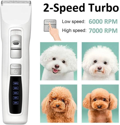 YES4PETS Pet Electric Dog Pet Clipper Kit Blade Set Cat Animal Hair Grooming Cordless White - Image 2