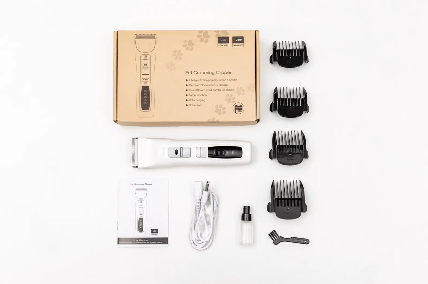 YES4PETS Pet Electric Dog Pet Clipper Kit Blade Set Cat Animal Hair Grooming Cordless White - Image 5