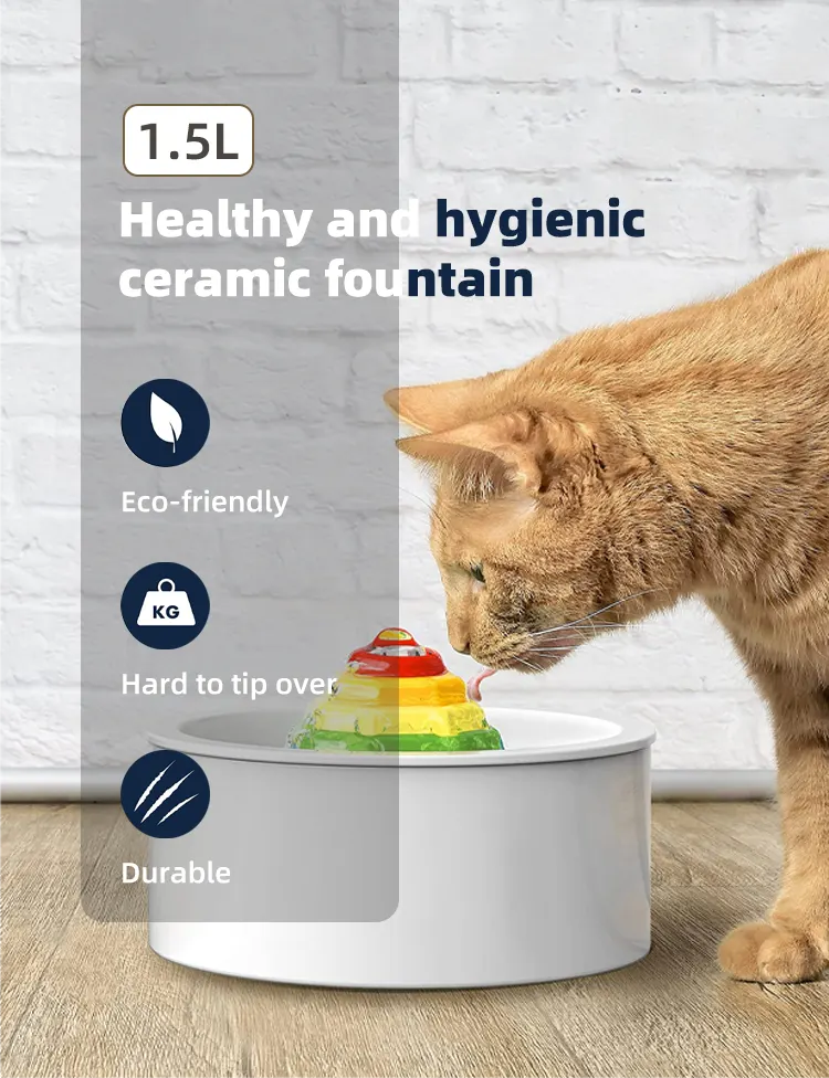 YES4PETS Ceramic Electric Pet Water Fountain Dog Cat Water Feeder Bowl Dispenser - Image 3