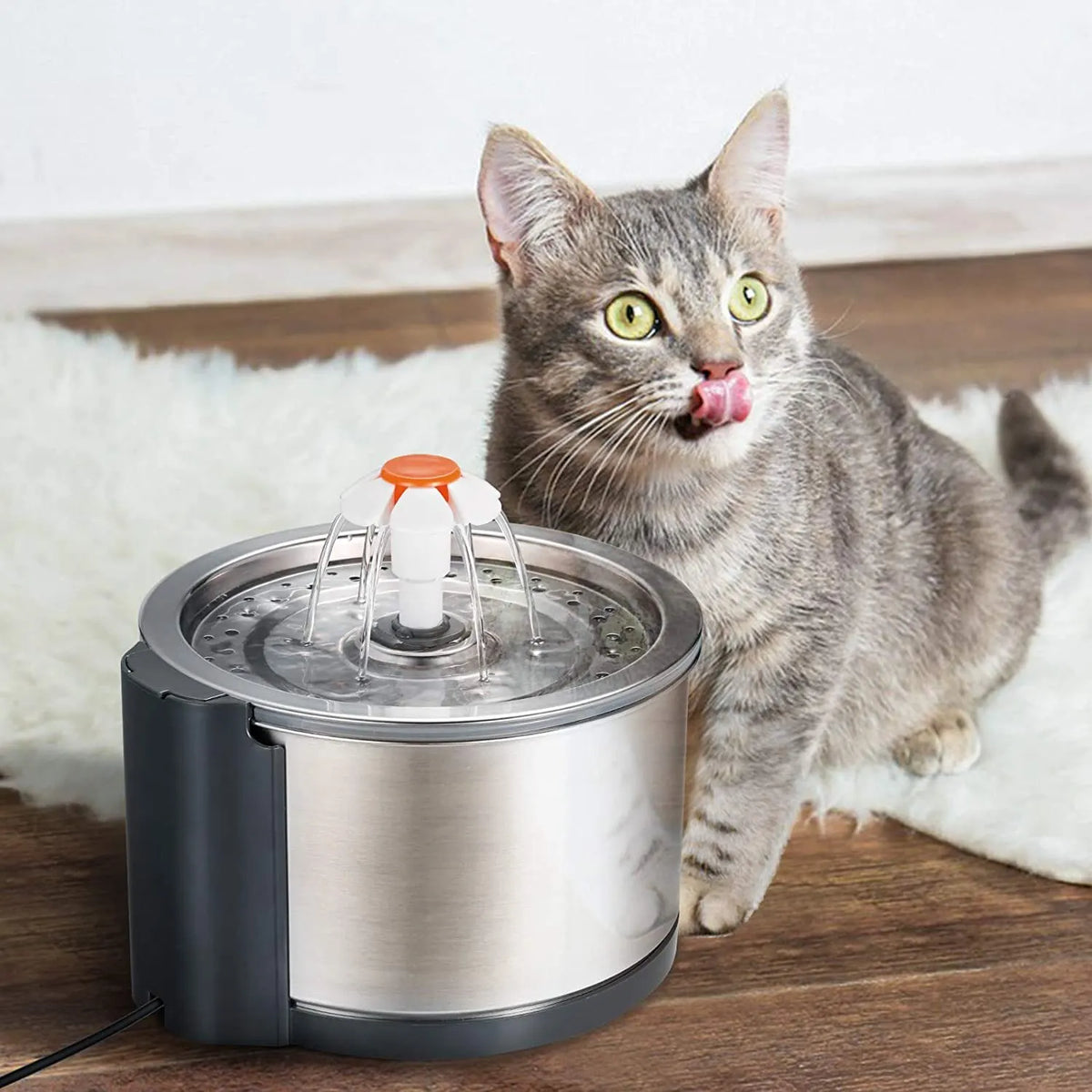 YES4PETS Automatic Electric Pet Water Fountain Dog Cat Stainless Steel Feeder Bowl Dispenser - Image 2