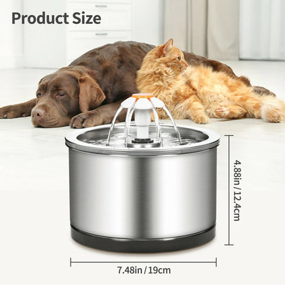 YES4PETS Automatic Electric Pet Water Fountain Dog Cat Stainless Steel Feeder Bowl Dispenser - Image 4