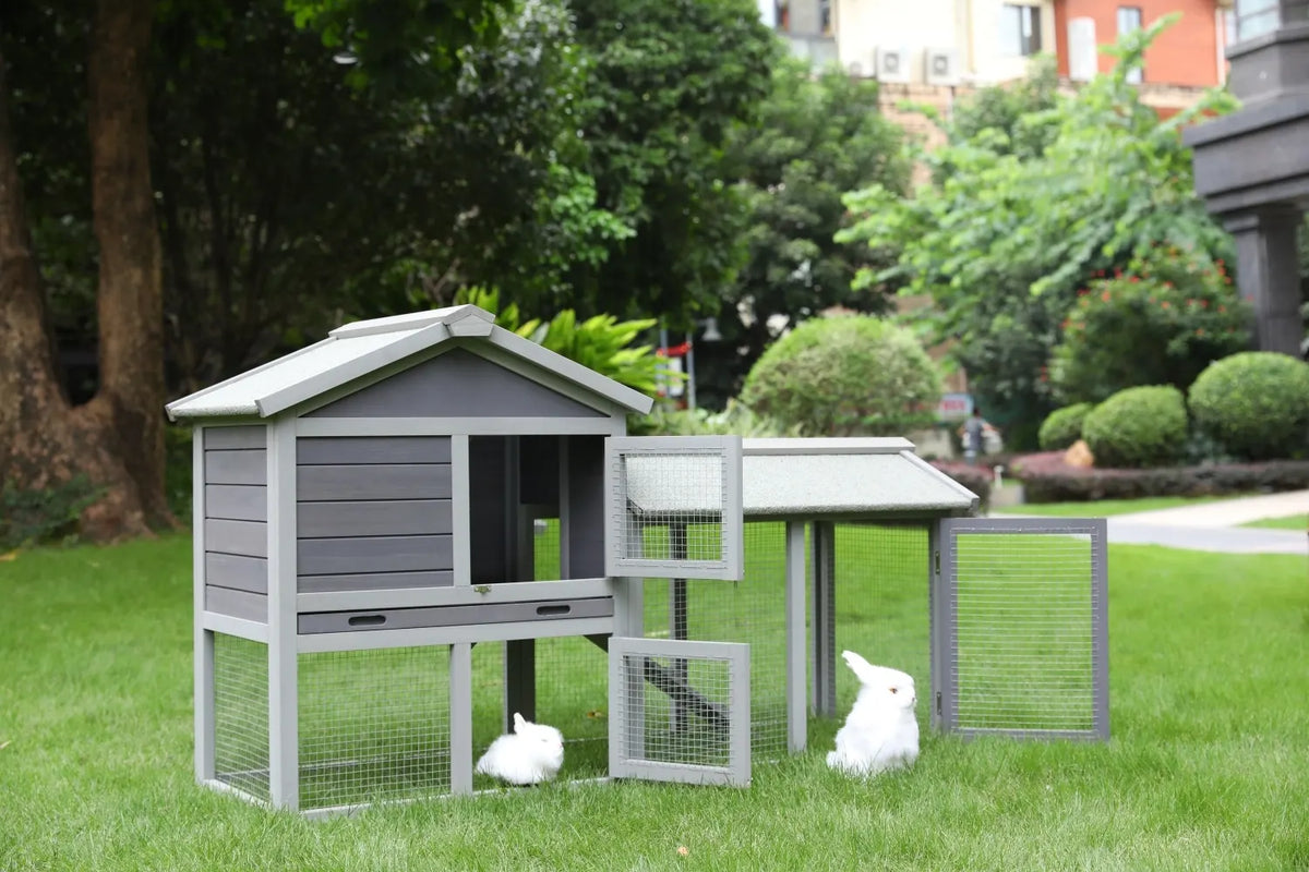 YES4PETS 148cm Rabbit Hutch Quail Run Wooden Cage Guinea Pig Cage House - Image 4