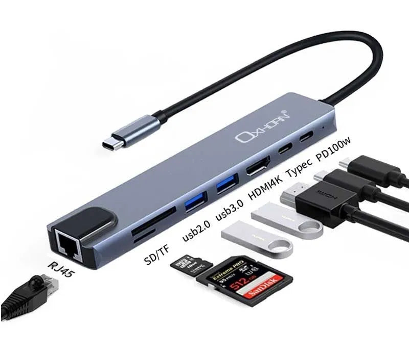 OXHORN AD-U31-801 USB C to HDTV Adapter (8-in-1) - Image 2