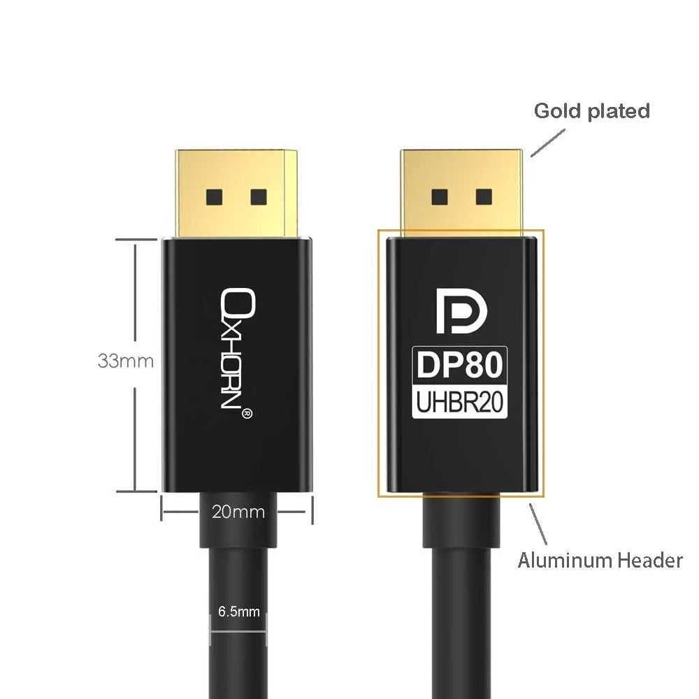 OXHORN CB-DP-16K-02 DisplayPort 2.1 Cable DP80 1.8m - Image 3