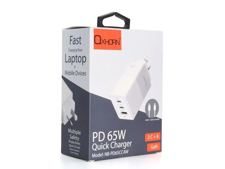 OXHORN NB-PD65CCAW PD GaN Charger 65W 3 Ports White - Image 6