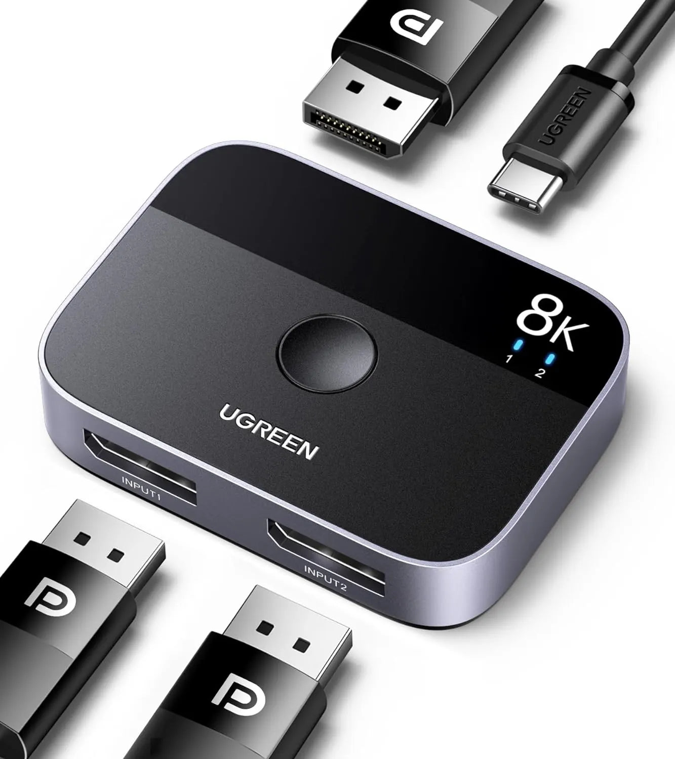 UGREEN 15708 2-in-1 DisplayPort Switch 8K DP 1.4 Bidirectional Display Port Splitter - Image 2