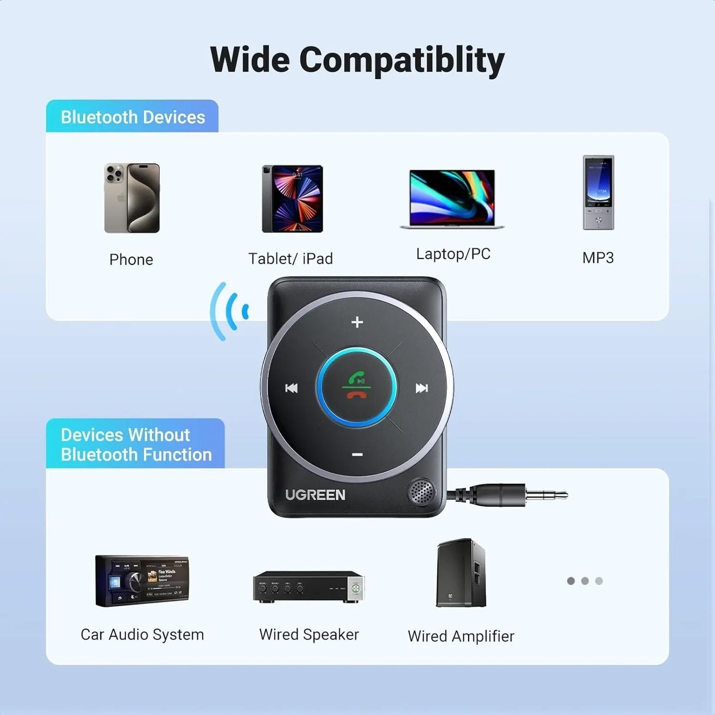 UGREEN 35002 Bluetooth 5.4 Aux Car Adapter (Enhanced Connection & Noise Cancellation) - Image 4