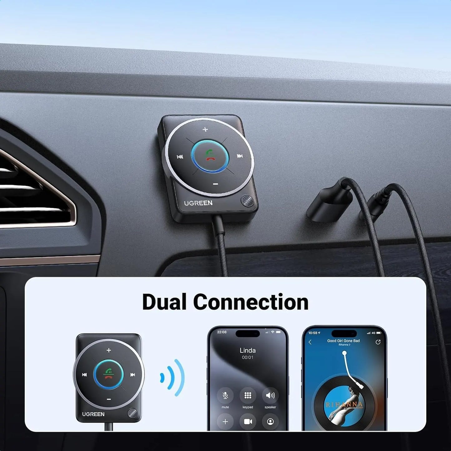 UGREEN 35002 Bluetooth 5.4 Aux Car Adapter (Enhanced Connection & Noise Cancellation) - Image 6