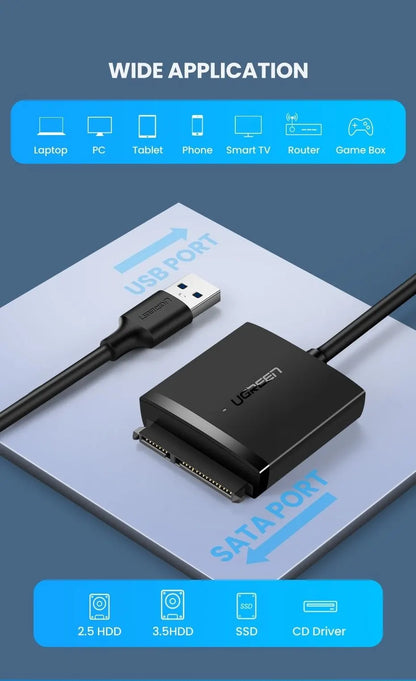 UGREEN 60561 SATA to USB 3.0 Adapter Cable with UASP SATA III to USB Converter - Image 2