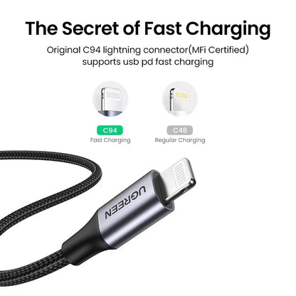 UGREEN 60761 USB-C to iPhone 8-pin Fast-Charging Cable 2M - Image 4