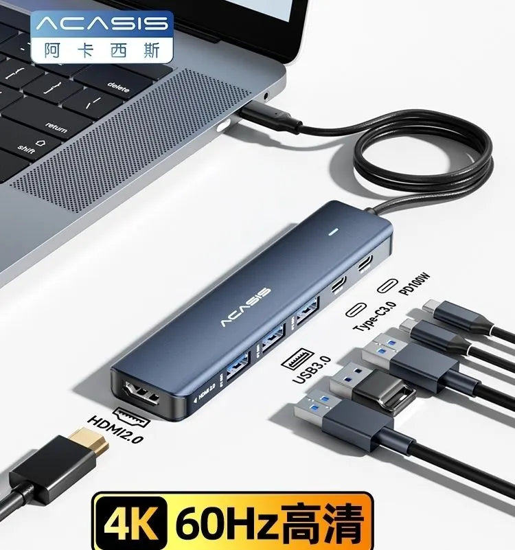 ACASIS DS9901 6-in-1 USB-C Hub: 4K HDMI, 3x USB-A 3.0, USB-C x 1 100W PD x 1 - Image 2