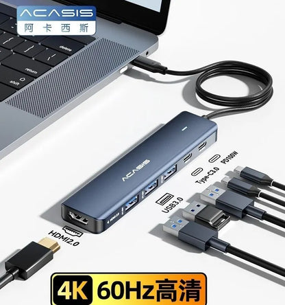 ACASIS DS9901 6-in-1 USB-C Hub: 4K HDMI, 3x USB-A 3.0, USB-C x 1 100W PD x 1 - Image 2