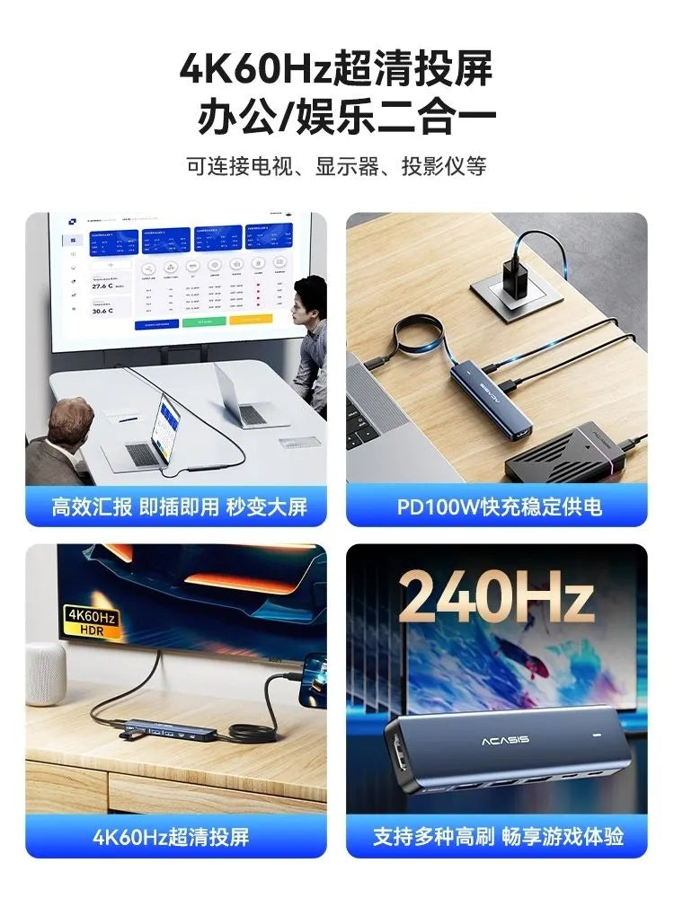 ACASIS DS9901 6-in-1 USB-C Hub: 4K HDMI, 3x USB-A 3.0, USB-C x 1 100W PD x 1 - Image 5