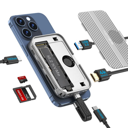 ACASIS EC1401 SSD+ 6-in-1 USB-C Docking Hub 10Gbps HDMI 4K 60Hz, USB-A, USB-C, PD, SD/TF Magnetic for I-phone 12-17