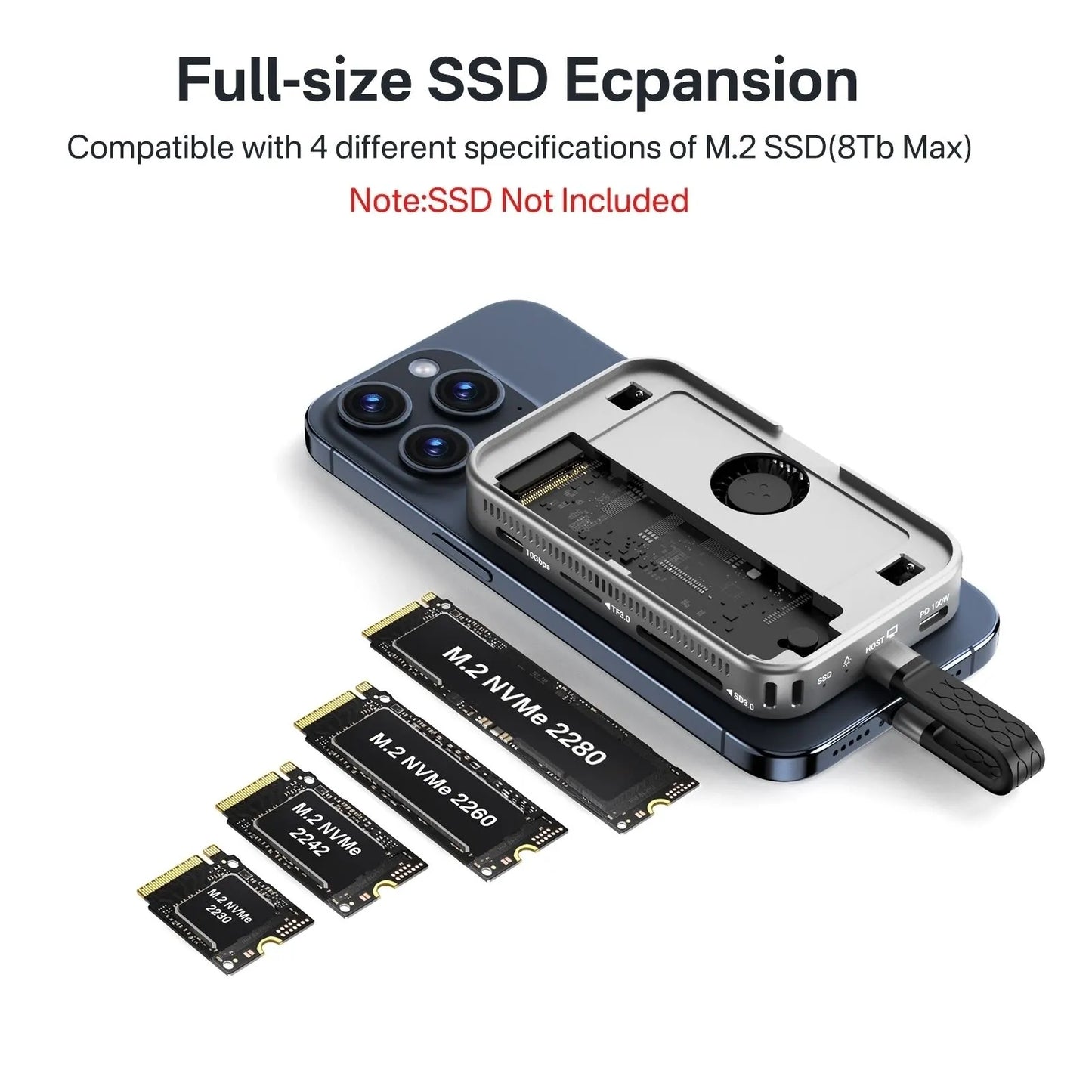 ACASIS EC1401 SSD+ 6-in-1 USB-C Docking Hub 10Gbps HDMI 4K 60Hz, USB-A, USB-C, PD, SD/TF Magnetic for I-phone 12-17 - Image 7