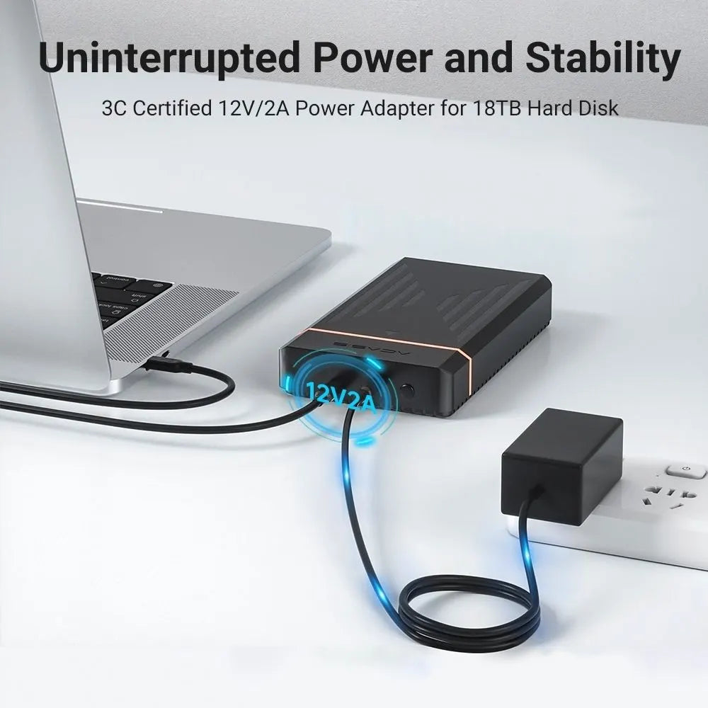 ACASIS EC-5351C 3.5" SATA HDD Protocols Enclosure - USB3.2 Gen1 5Gbps Max 30TB with AC Power Supply - Image 4