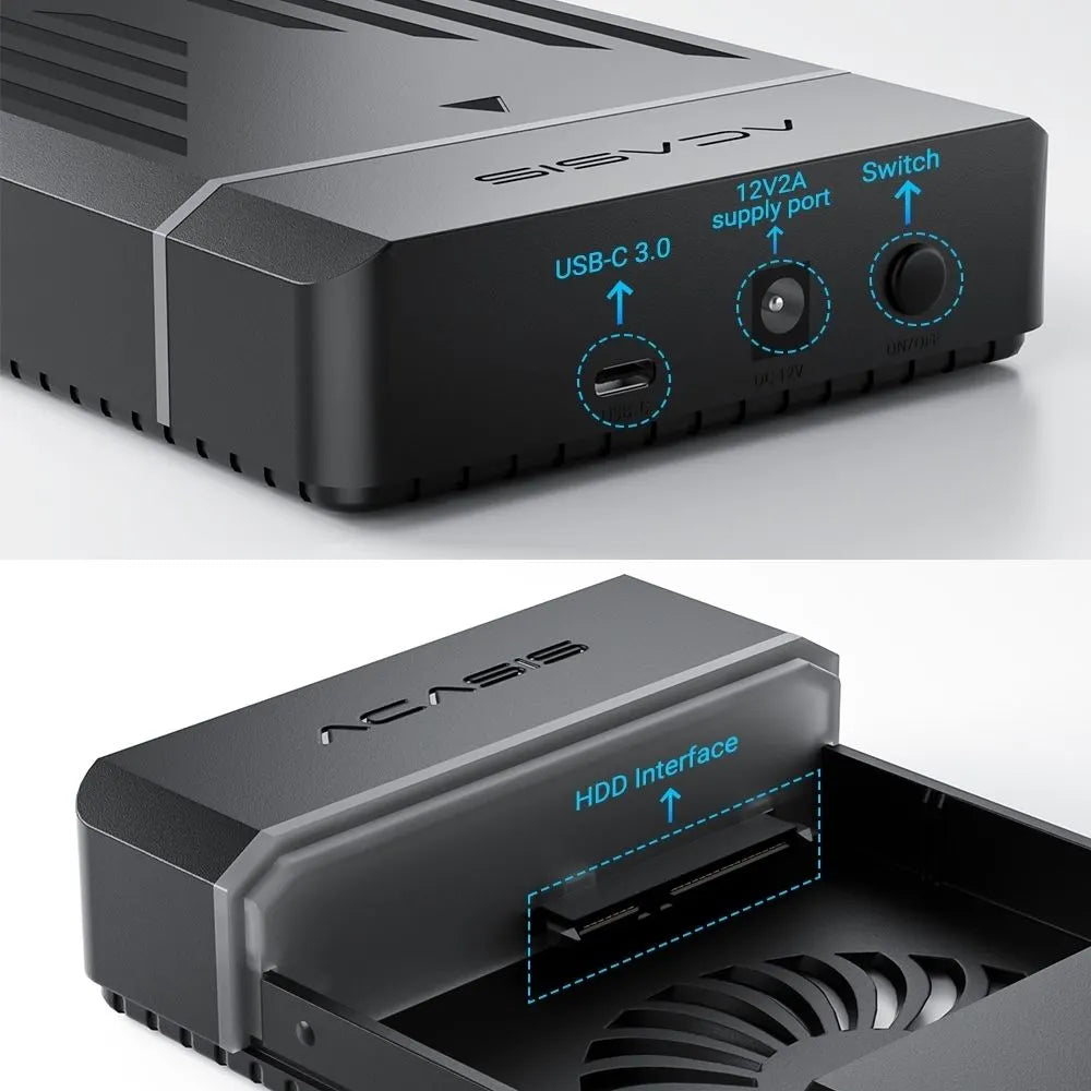 ACASIS EC-5351C 3.5" SATA HDD Protocols Enclosure - USB3.2 Gen1 5Gbps Max 30TB with AC Power Supply - Image 7
