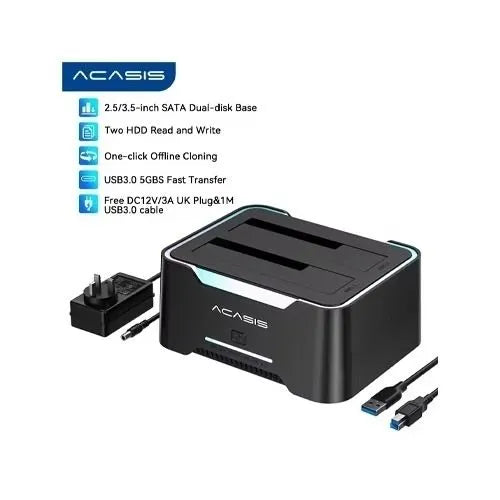 ACASIS EC-6104 Dual Bay 2.5/3.5" SATA HDD SSD Enclosure USB 3.2 5Gbps 60TB - Image 2