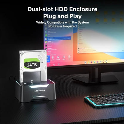ACASIS EC-6104 Dual Bay 2.5/3.5" SATA HDD SSD Enclosure USB 3.2 5Gbps 60TB - Image 3