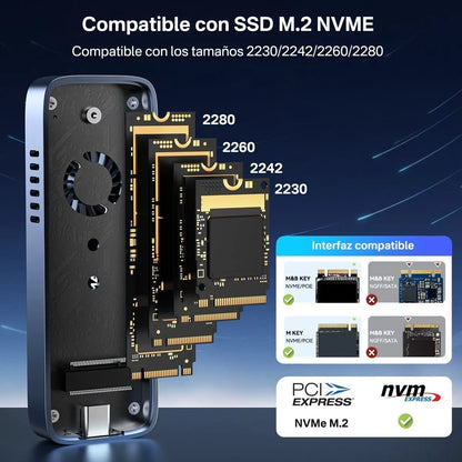 ACASIS EC-6608AIR M.2 NVMe SSD Enclosure USB-C 10Gbps Cooling Fan Case - Image 5