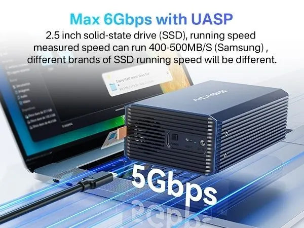 ACASIS EC-7352 Dual bays 2.5/3.5" RAID USB3.2 Gen1 5Gbps hard drive dock Max 60TB - Image 3