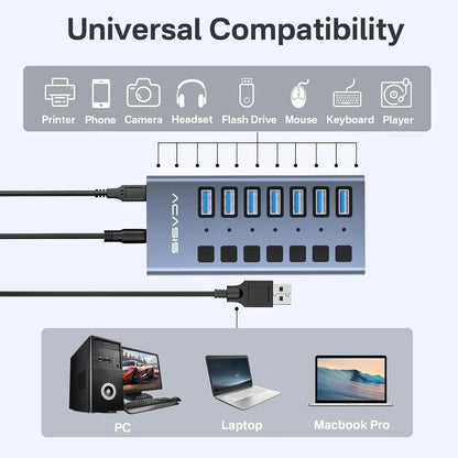 ACASIS HS-707MG-10G 7-in-1 USB 3.2 Gen2 10Gbps Docking Hub w AC for PC Laptop - Image 2