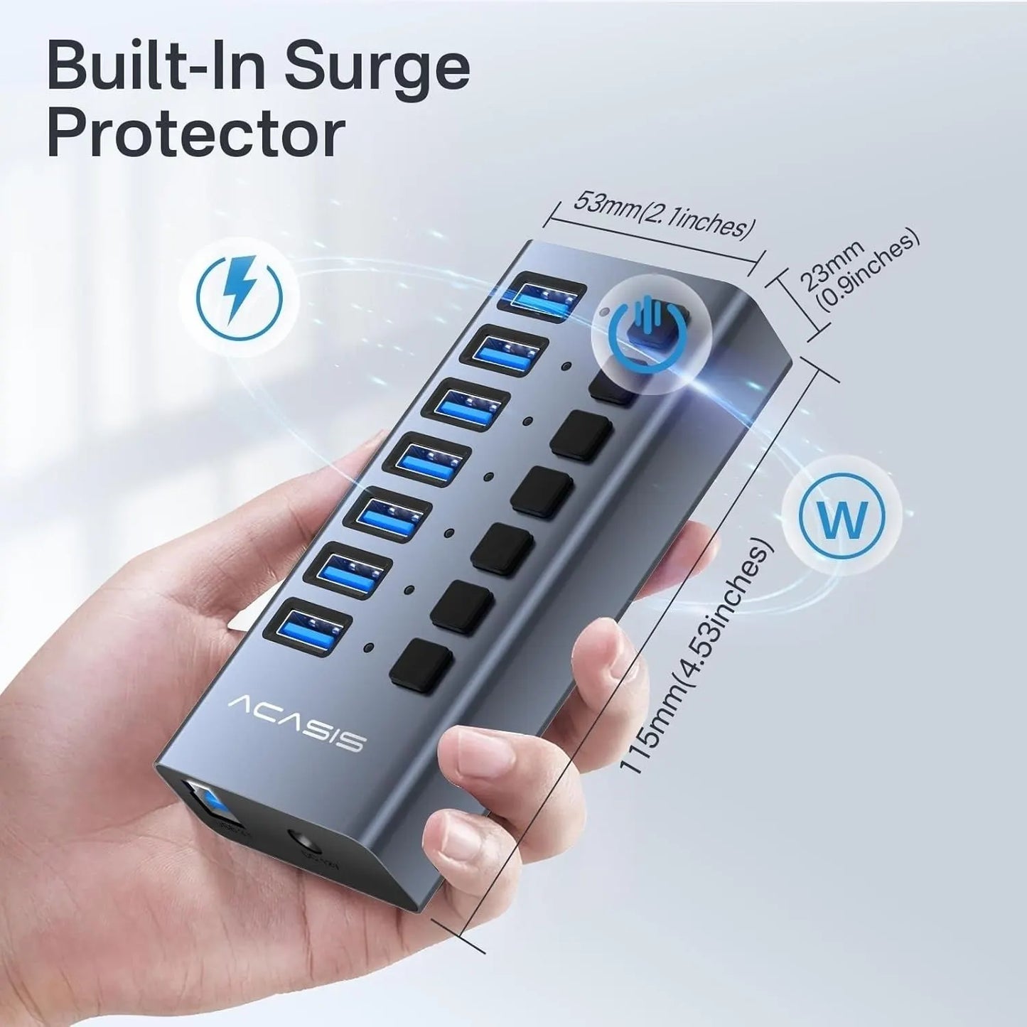 ACASIS HS-707MG-10G 7-in-1 USB 3.2 Gen2 10Gbps Docking Hub w AC for PC Laptop - Image 6