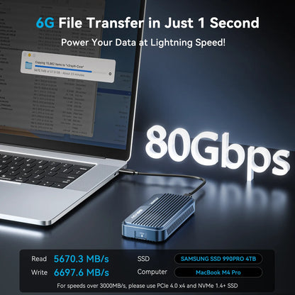 ACASIS TB501PRO USB4 v2 80Gbps M.2 NVMe SSD Enclosure Thunderbolt 5/4/3 6,000MB/s PCIe Gen5 Ready Active Cooling Fan - Image 5