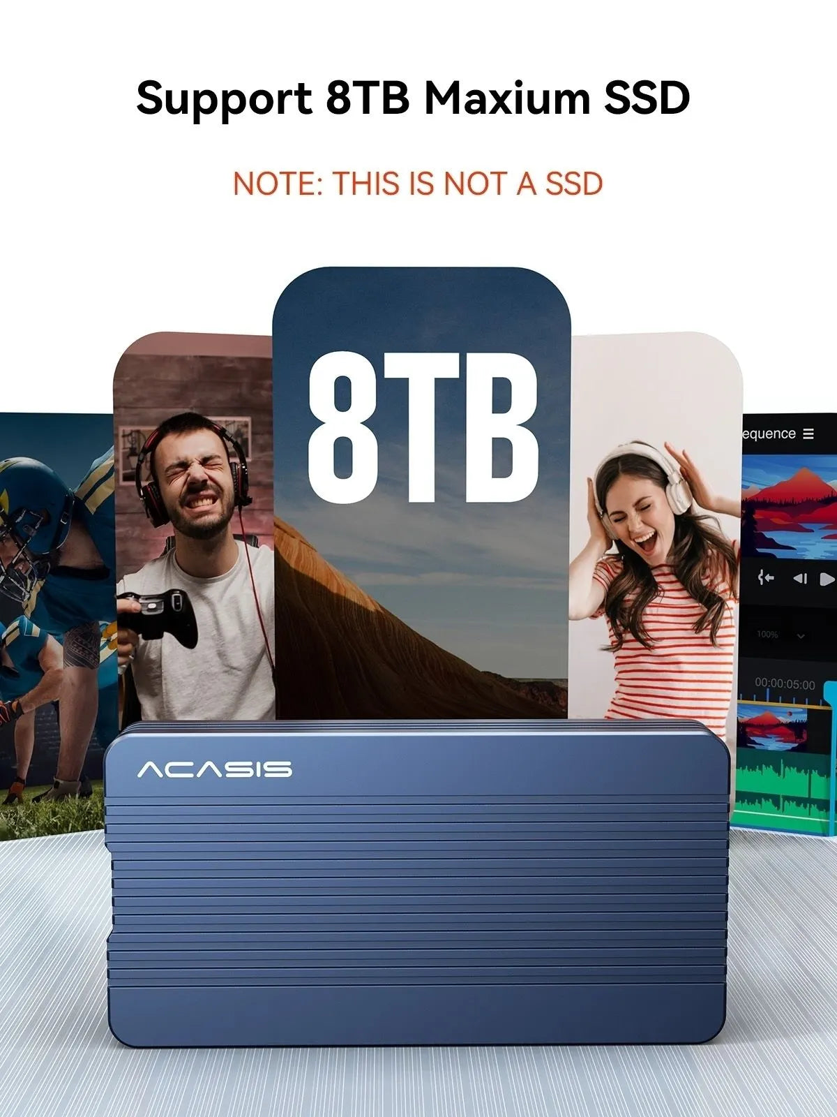 ACASIS TBU405Air USB4 40Gbps M.2 NVMe SSD Enclosure PCIe External Case Compatible with USB4/USB3.2/3.1/3.0/2.0 - Image 3