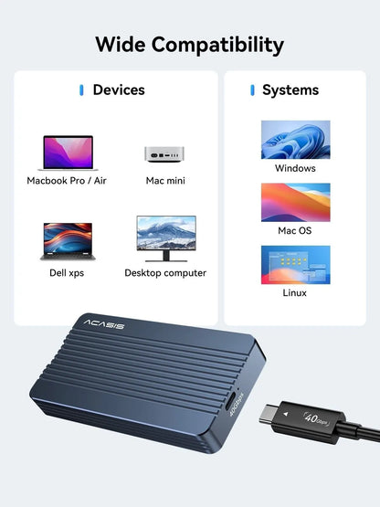 ACASIS TBU405Air USB4 40Gbps M.2 NVMe SSD Enclosure PCIe External Case Compatible with USB4/USB3.2/3.1/3.0/2.0 - Image 4