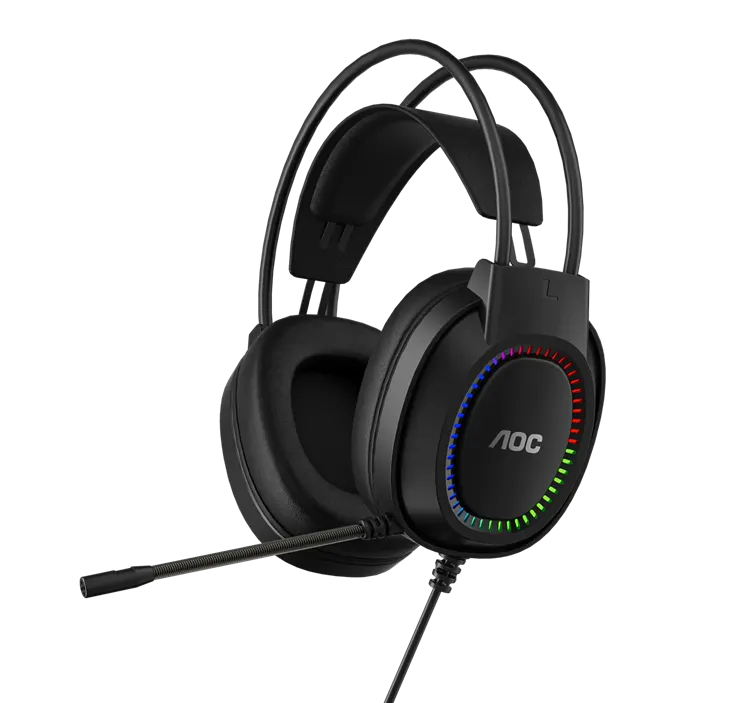 AOC ACG2500BK Wired RGB USB Gaming Stereo Headset 2M Cable Black