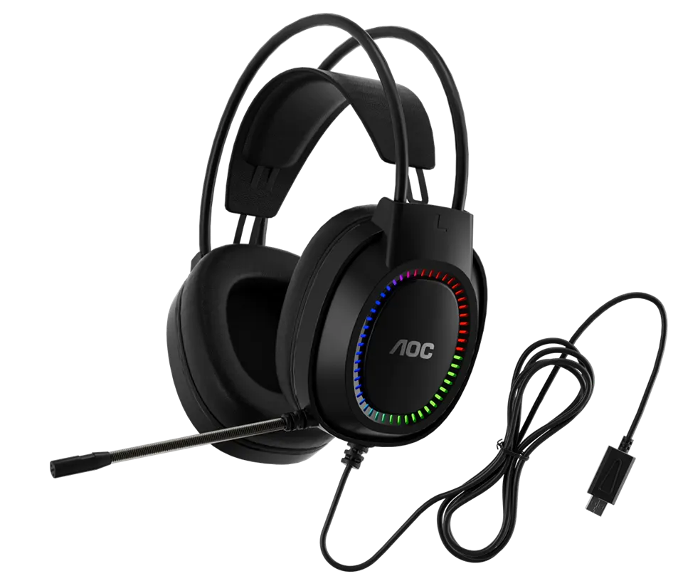 AOC ACG2500BK Wired RGB USB Gaming Stereo Headset 2M Cable Black - Image 2