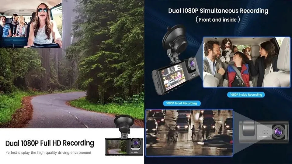 BDI C309 3-Camera 1080P Front & 720P Inside 2 Inch Screen + 480P Back Dash Cam - Image 5