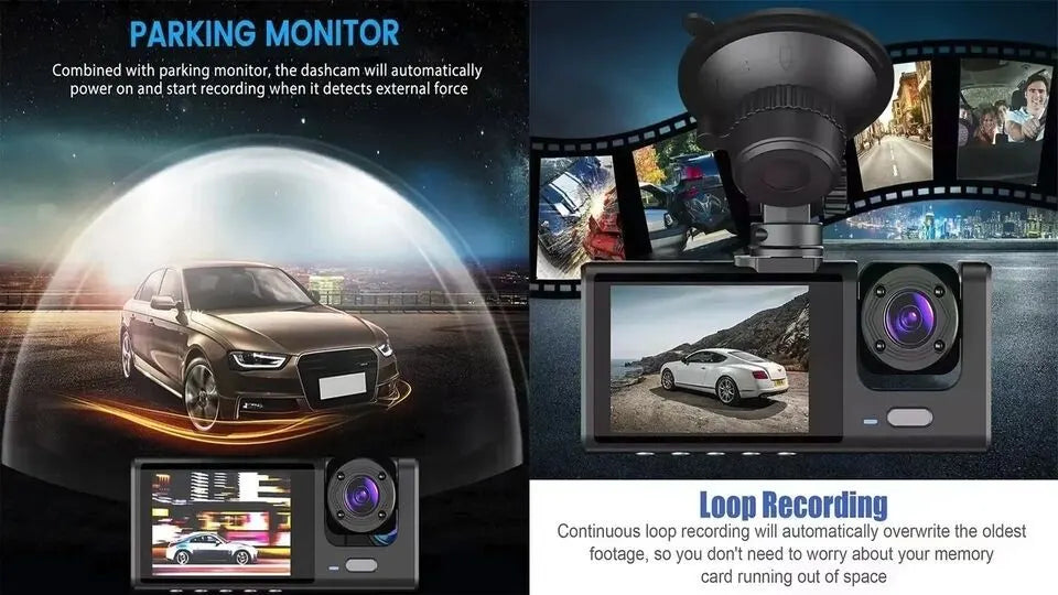 BDI C309 3-Camera 1080P Front & 720P Inside 2 Inch Screen + 480P Back Dash Cam - Image 6