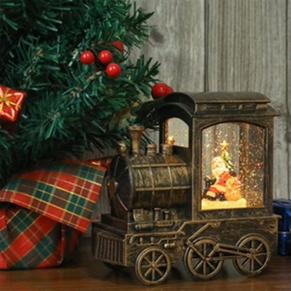 BDI Lamp-SDD08-Train Large Christmas Music Snow Globe Lantern Train LED Lights