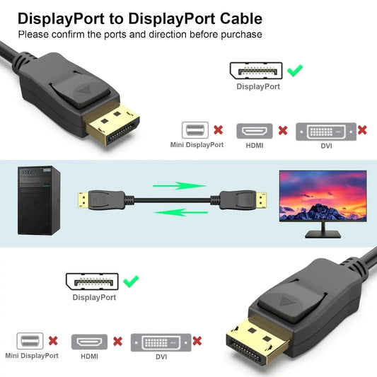 BENFEI 000200BK [VESA Certified] DP to DP Male to Male Cable 3M Supports 8K@60Hz Compatible with Lenovo, Dell, HP, ASUS and More - Image 2