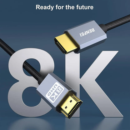 BENFEI 000358GY-10M 8K V2.1 HDMI Male to HDMI Male Cable, Aluminum Shell Nylon Braided Certified Ultra High Speed 10M - Image 2
