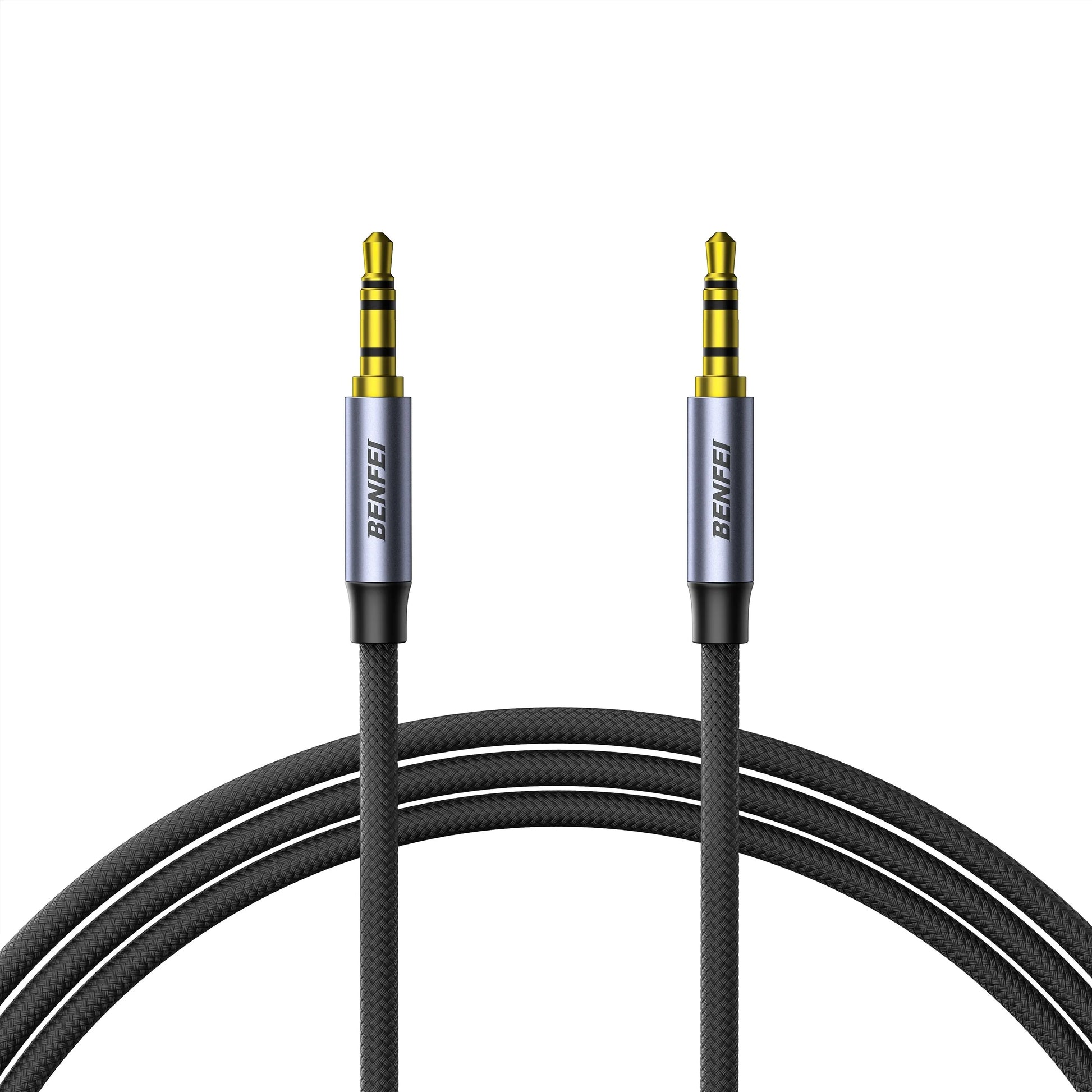 BENFEI 000427GY-2M 3.5mm TRRS Male to Male Audio Cable, 4-Pole Stereo Mic Aux Cable, Nylon Braided Headphone Jack Cord