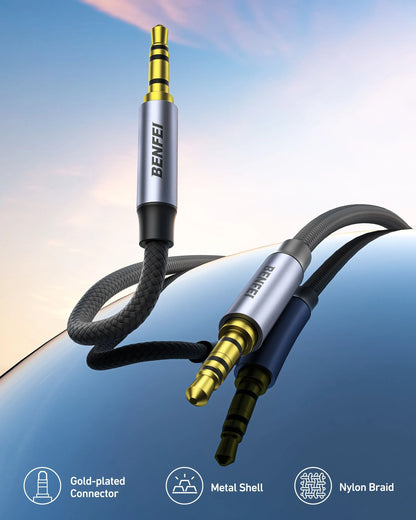 BENFEI 000427GY-2M 3.5mm TRRS Male to Male Audio Cable, 4-Pole Stereo Mic Aux Cable, Nylon Braided Headphone Jack Cord - Image 3