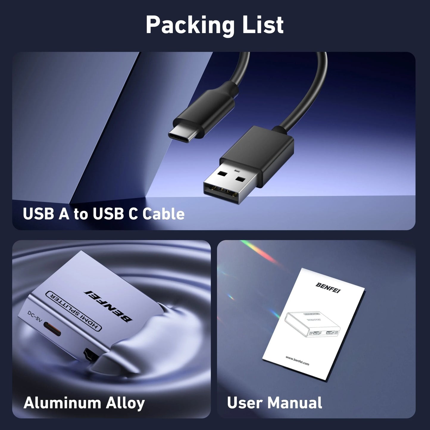 BENFEI 000447GY HDMI Splitter 1-In 2-Out 4K@60Hz - Image 6
