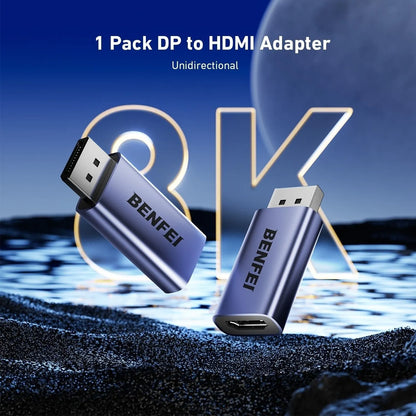 BENFEI 000457GY DP Male to HDMI Female Adapter 8K/60Hz Nickel/Nickel Aluminum Shell Dark Gray Laser Engraved - Image 8