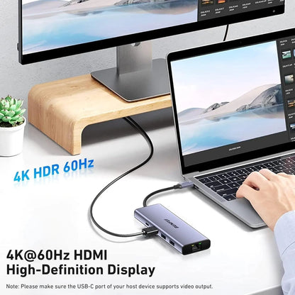 BENFEI 000495GY 10-in-1 USB C Hub 4K HDMI + RJ45 + 100W PD + USB-C + USB x 4 +TF/SD Reader - Image 7