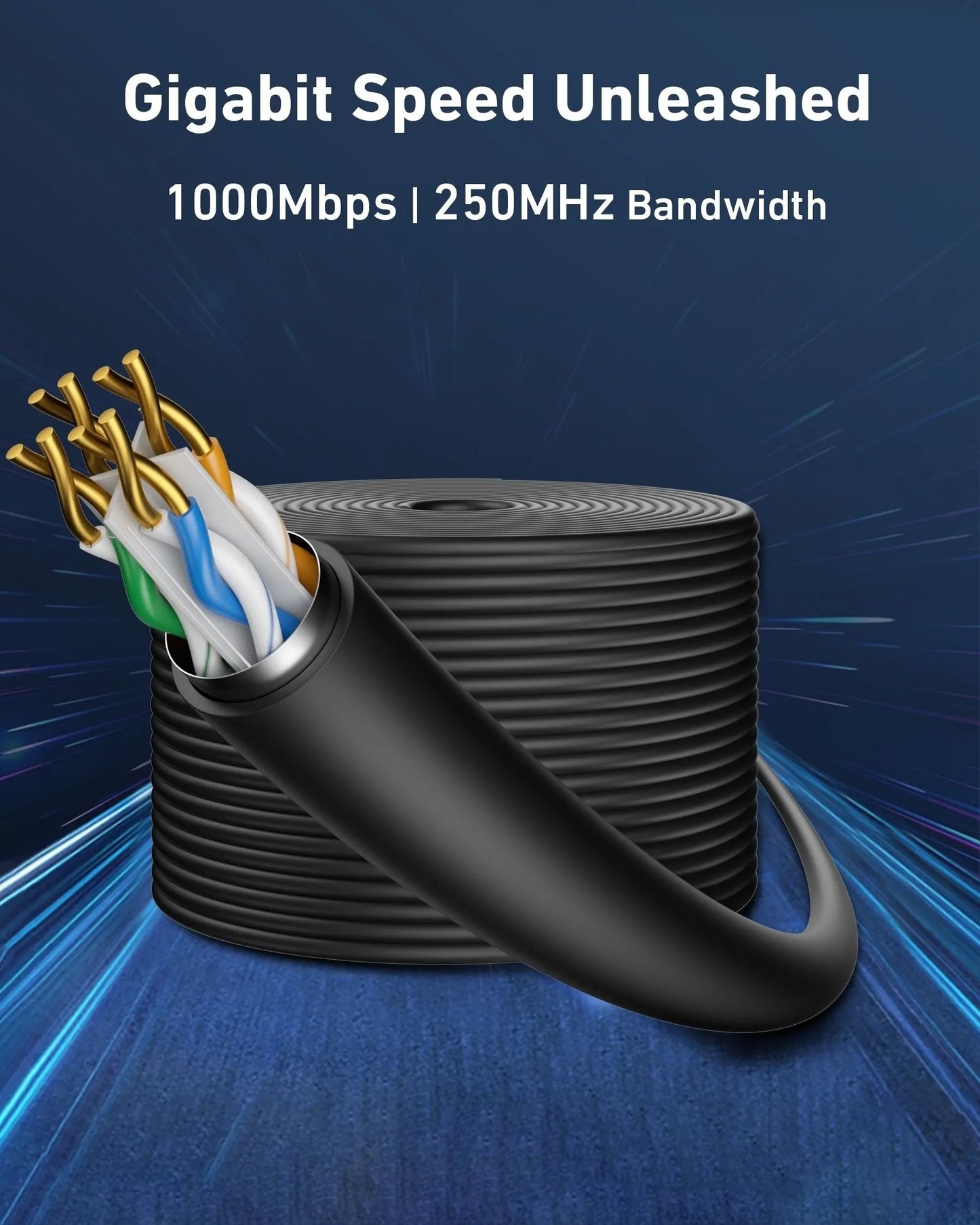 BENFEI 000704BK-305MS Pure Copper Cat 6 Cable 305M-Waterproof Black PE+PVC (Shielded) Double-Layer Jacket - Image 6