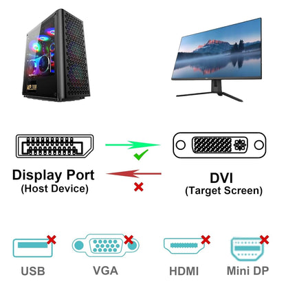 BENFEI 000125BK-10F DisplayPort to DVI Cable Male-Male Gold-Plated Cord Cable 3Mlated - Image 4